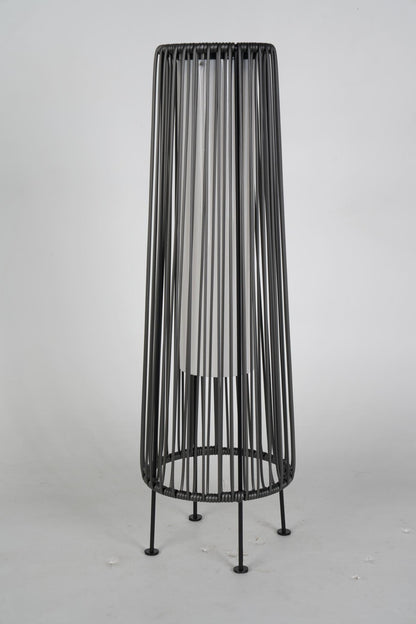 2-Pack Grey Outdoor Wicker Floor Solar Lamps