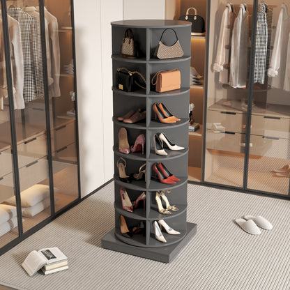 Gray 360 Rotating Shoe Cabinet