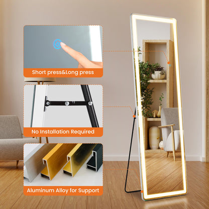 64"x21" Rectangular Full Length Mirror w/ LED Lights
