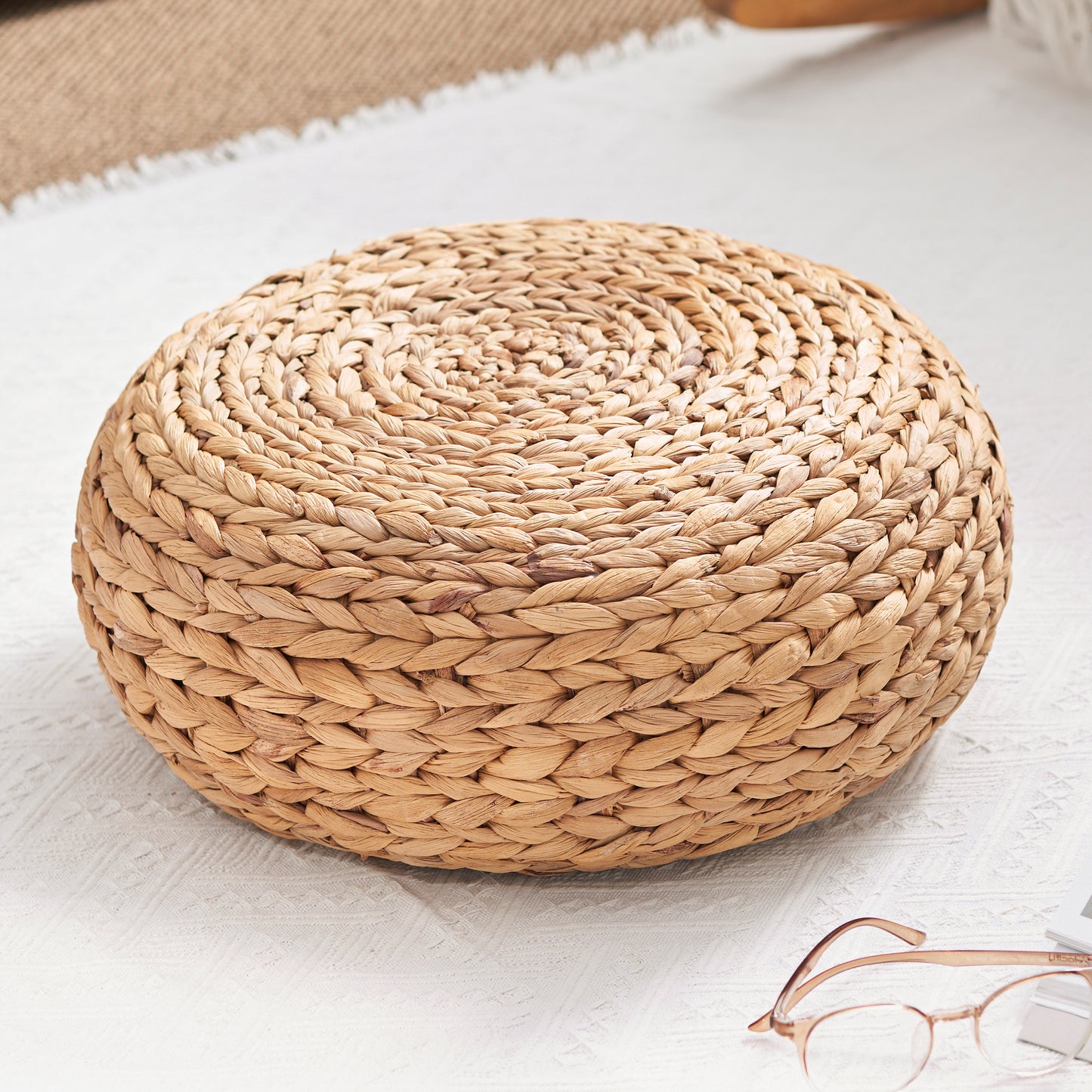 Natural Brown Woven Floor Cushion