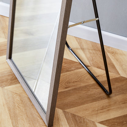 Gray Solid Wood Frame Full-Length Mirror