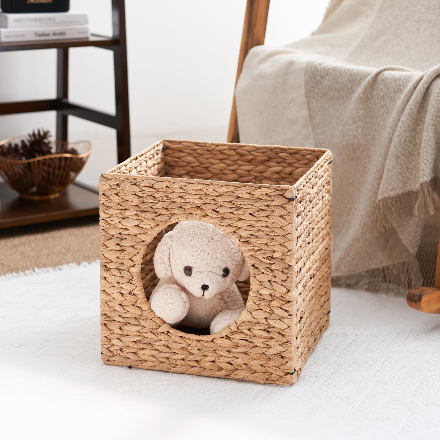 Woven Wicker Square Cat Bed Cave