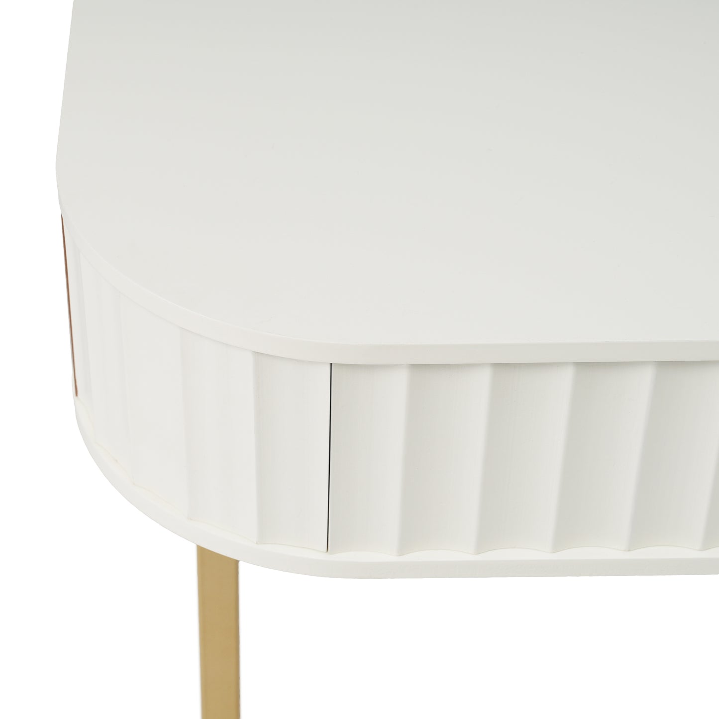 White & Gold Mid-Century Modern Curved Desk