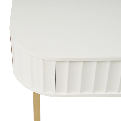 White & Gold Mid-Century Modern Curved Desk