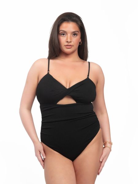 Plus Size Black Ruched One Piece