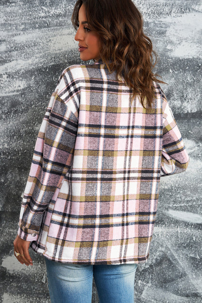 Plaid Button Front Pocket Shirt Shacket