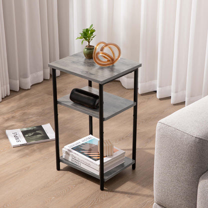 Grey Small Bedside Storage Table