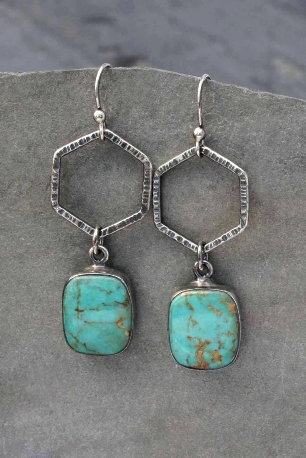 Pendientes colgantes geométricos turquesa vintage verdes