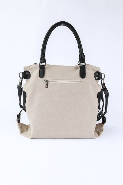 Bolsa tote de lona con estrella de cinco puntas casual beige