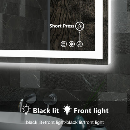 24"x36" Anti-fog LED Bathroom Mirror w/ Dual Light Source & Three Lighting Modes