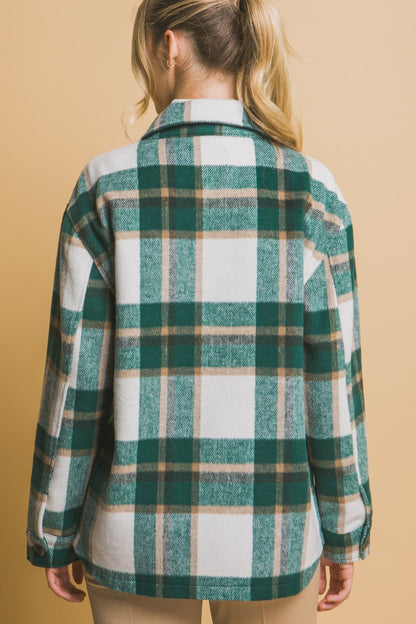 Green Plaid Button Up Shacket