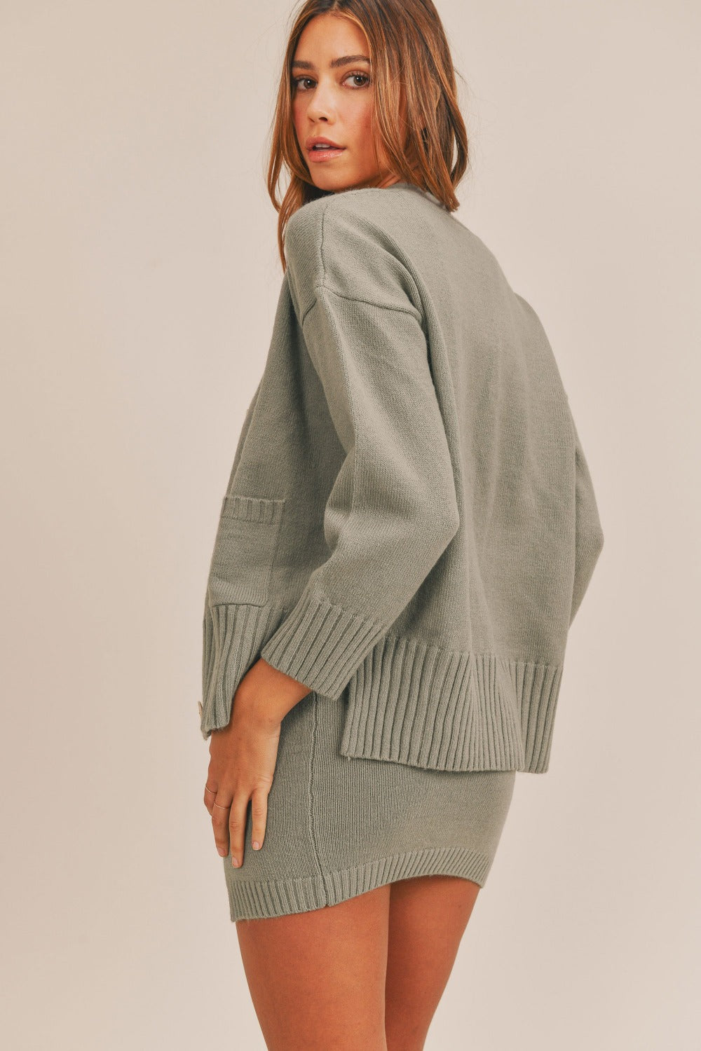 Dusty Olive 3 Pieces Sweater Set