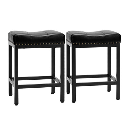 Set of 2 Black Saddle Bar Stool Kitchen Stools