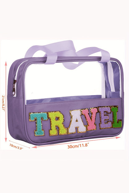 Travel Chenille Letter Clear PVC Makeup Bag