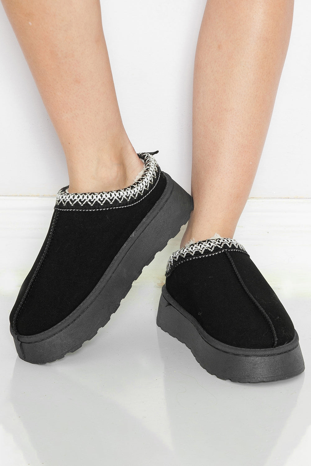 Black Suede Platform Snow Boots