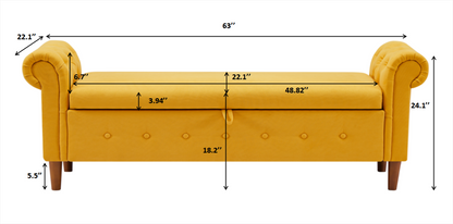 Yellow Large Storage Sofa Bench