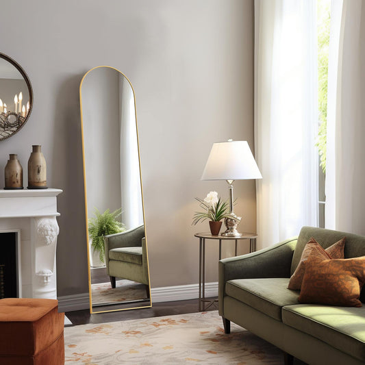 Gold Arched Full Length Floor Mirror 16"x59"