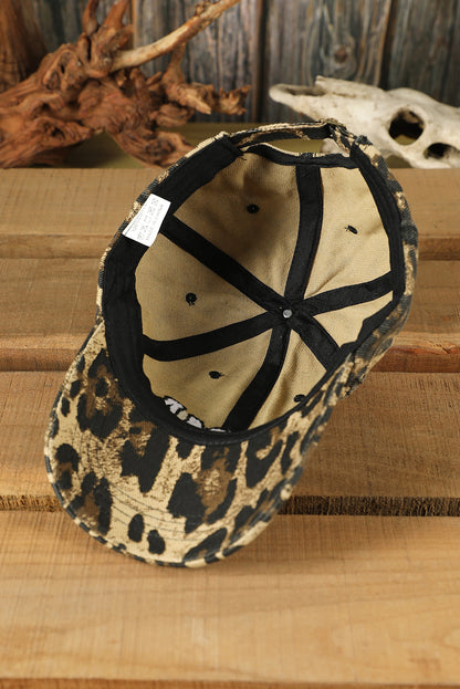 Gorra de béisbol con bordado de letra MAMA de leopardo