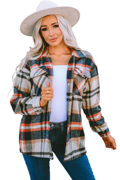 Plaid Button Front Pocket Shirt Shacket