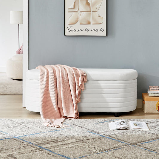 White Velvet Multi-Functional Storage Bench