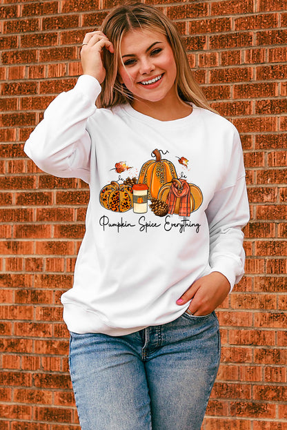 Beige Pumpkin Spice Everything Graphic Pullover Sweatshirt