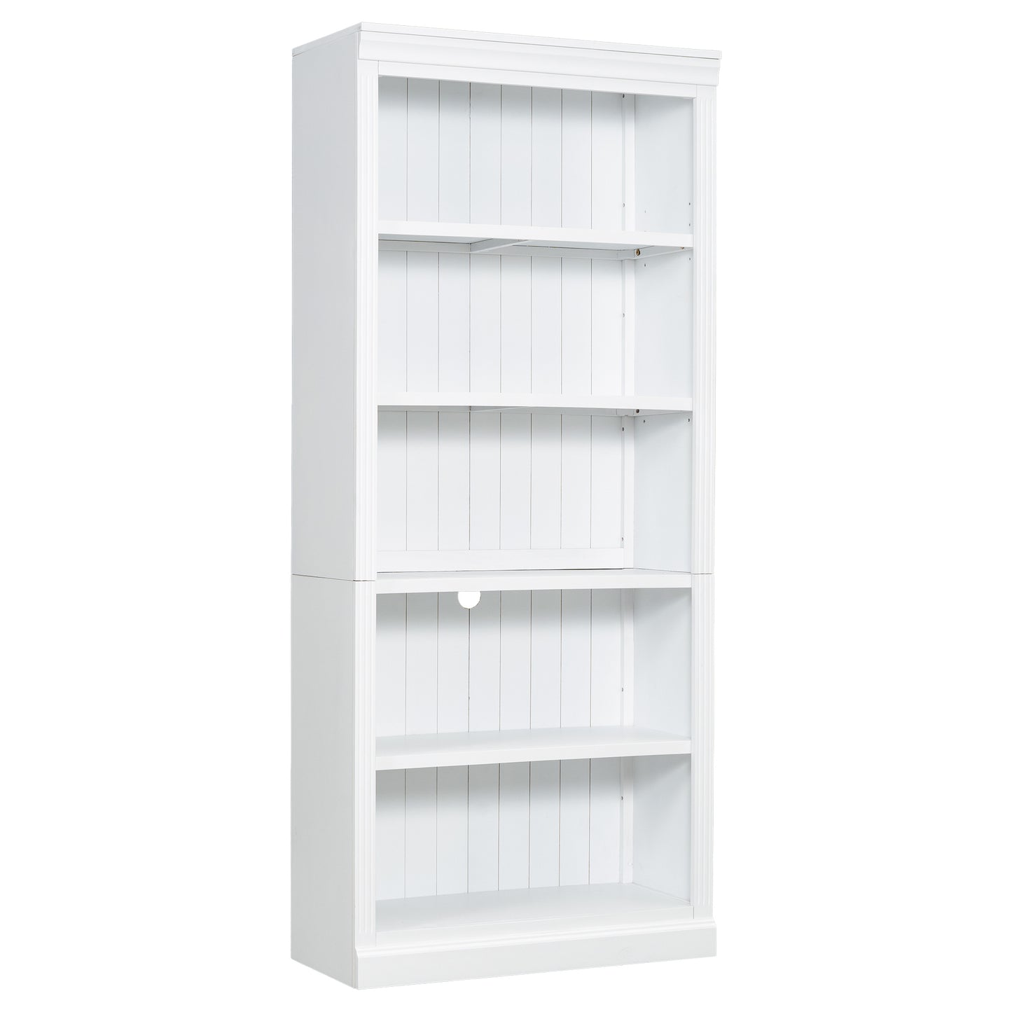 White Wood Bookcase w/ Adjustable Shelves