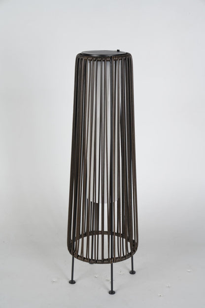 2-Pack Dark Brown Outdoor Wicker Floor Solar Lamps