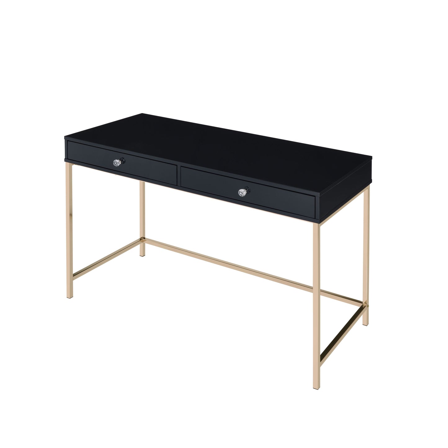 Black High Gloss & Gold Finish Desk