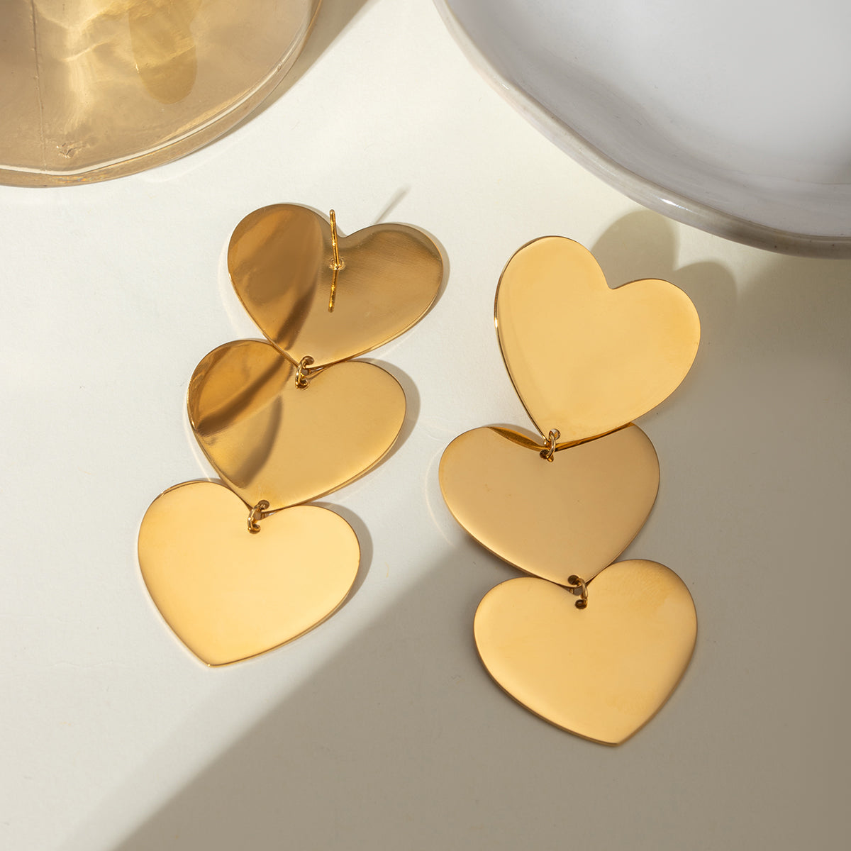 Gold-Plated Heart Earrings