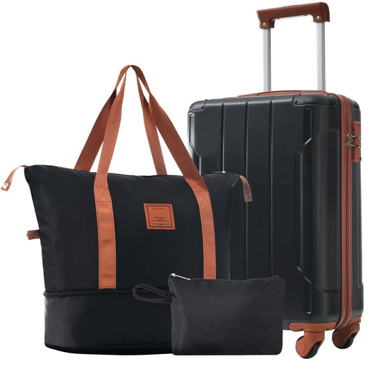3 Piece Black Luggage Set w/TSA Lock