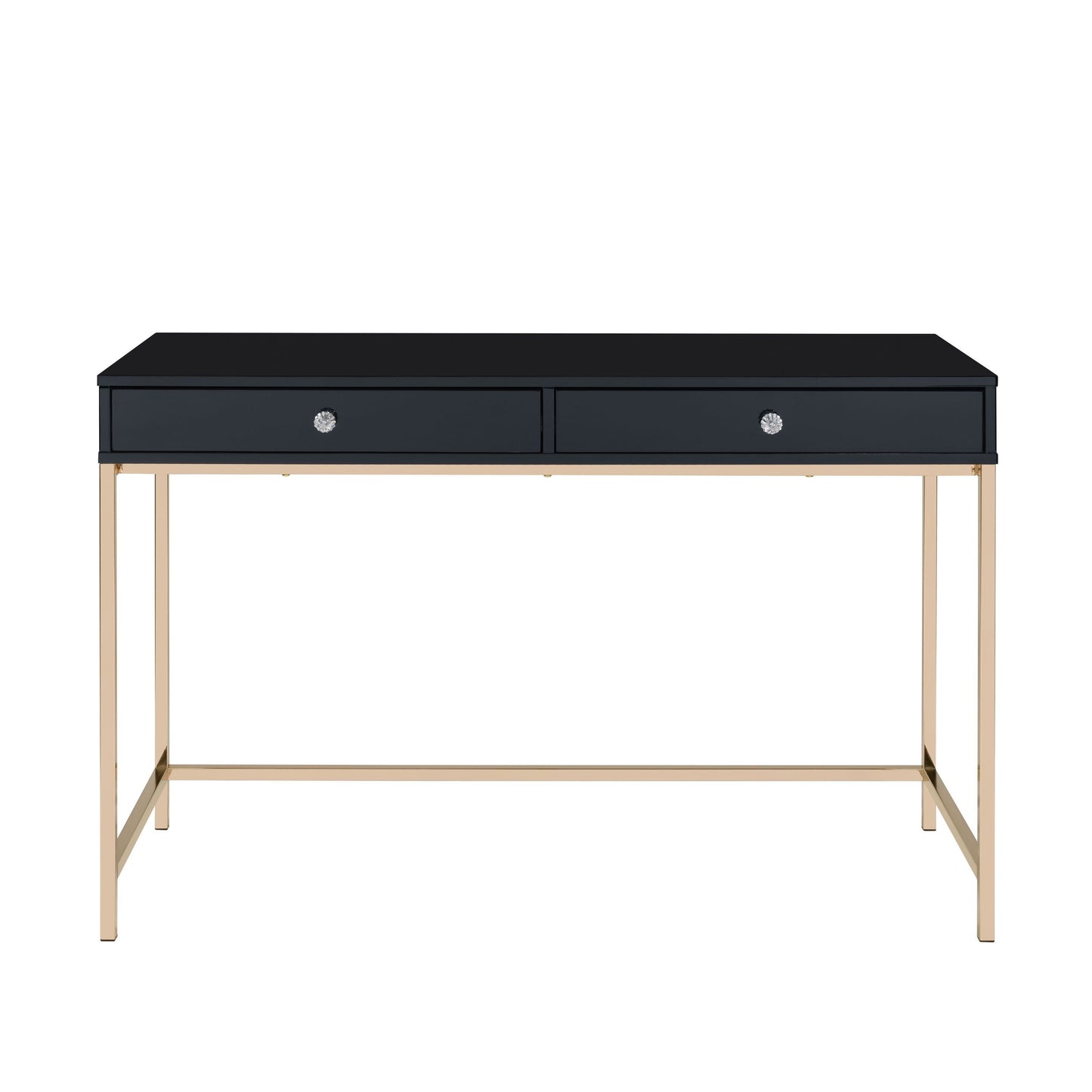 Black High Gloss & Gold Finish Desk