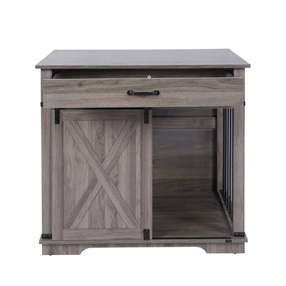 Grey Dog Crate Furniture Kennel for Small/Medium Dogs
