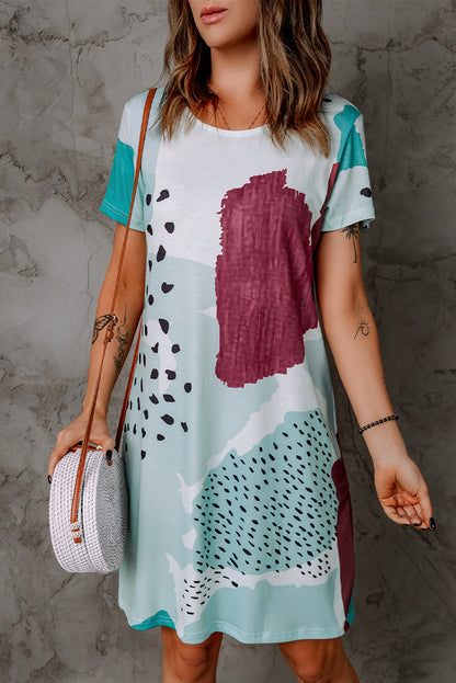 Vestido camisero informal con estampado de manchas y teñido anudado