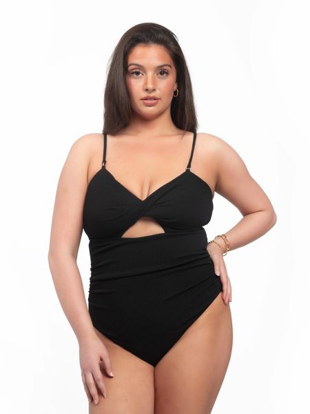 Plus Size Black Ruched One Piece