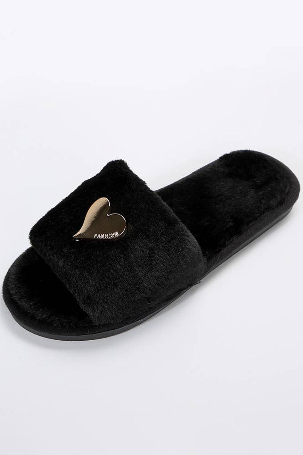 Heart Open Toe Plush Slippers