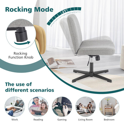 Grey Wide Armless Swivel Home Office Chair