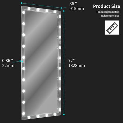 Silver Hollywood LED Full Body Mirror