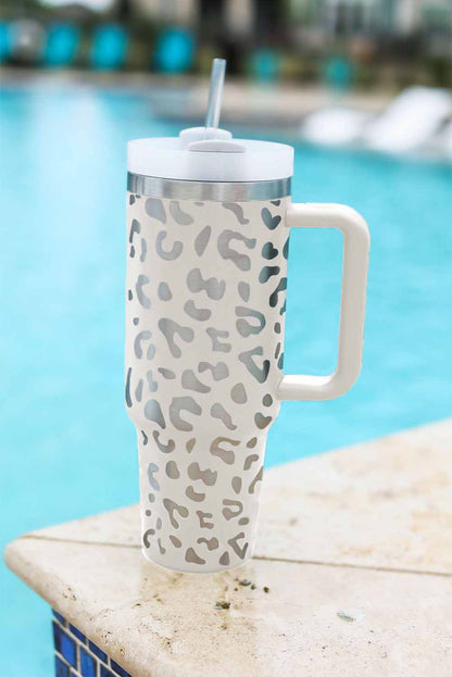 Taza portátil rosada del vaso del leopardo del acero inoxidable 40oz con la manija