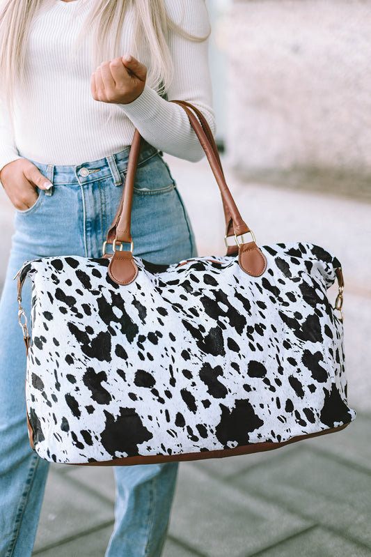 Bolso Tote De Piel Con Estampado De Lunares De Animales Blanco