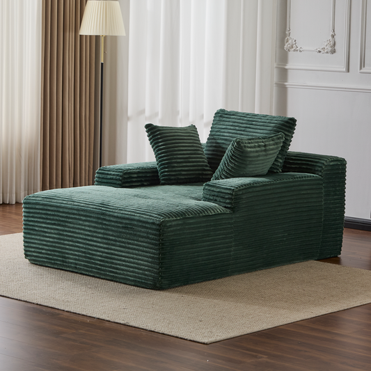 Emerald Corduroy Plush Oversized Chaise Lounge Chair