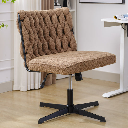 Brown Armless Office Desk Chair No Wheels