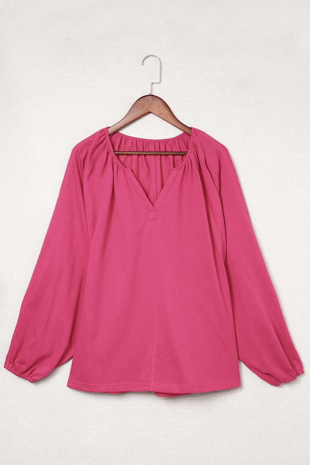 Plicated Detail V Neck Blouse