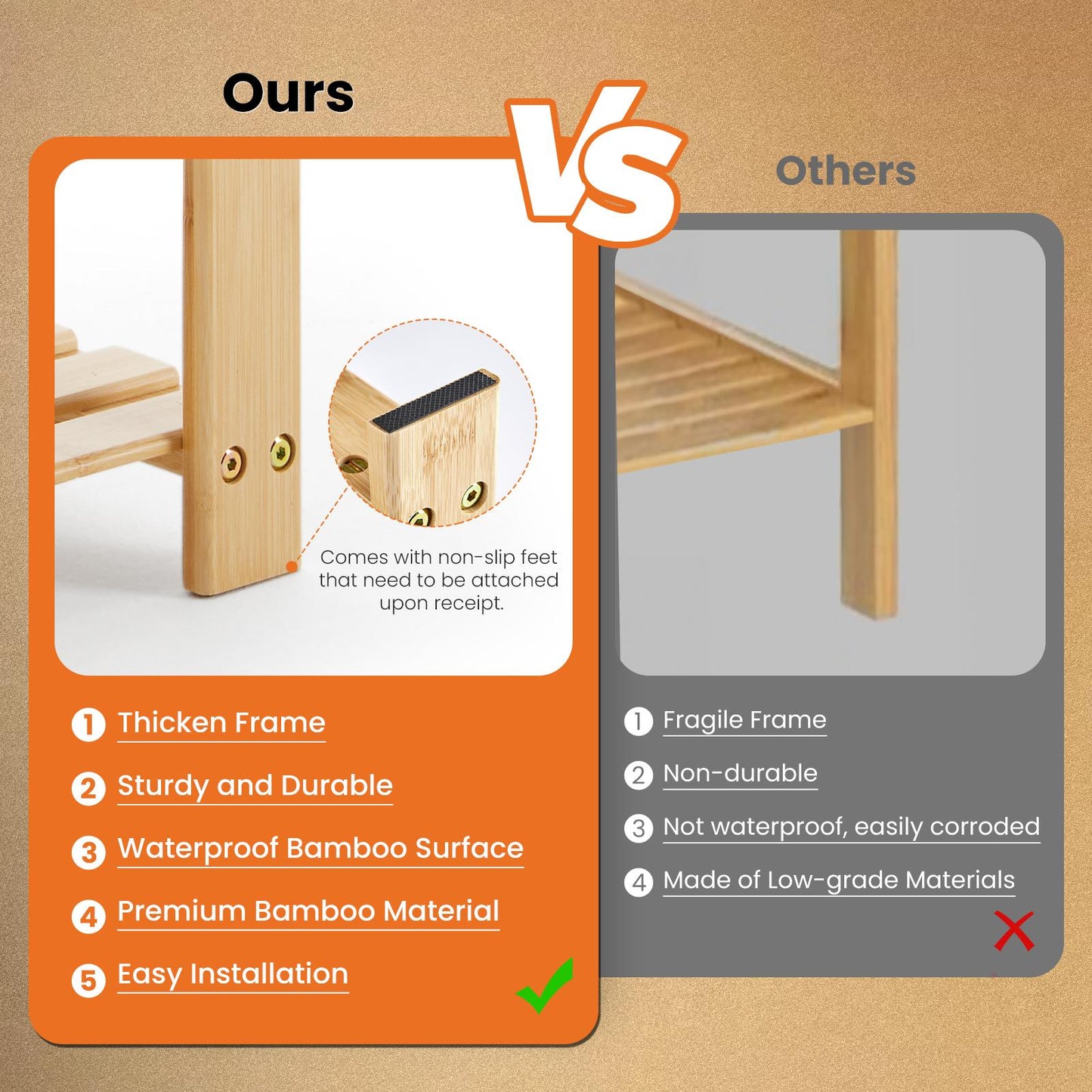 Natural 3-Tier Bamboo Shoe Rack Bench