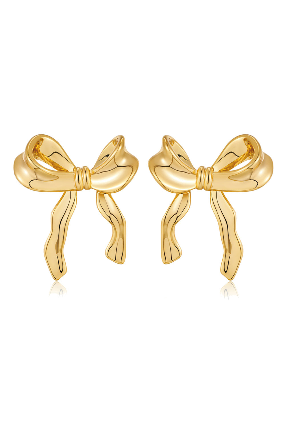 Aretes con forma de lazo y cinta elegante de oro