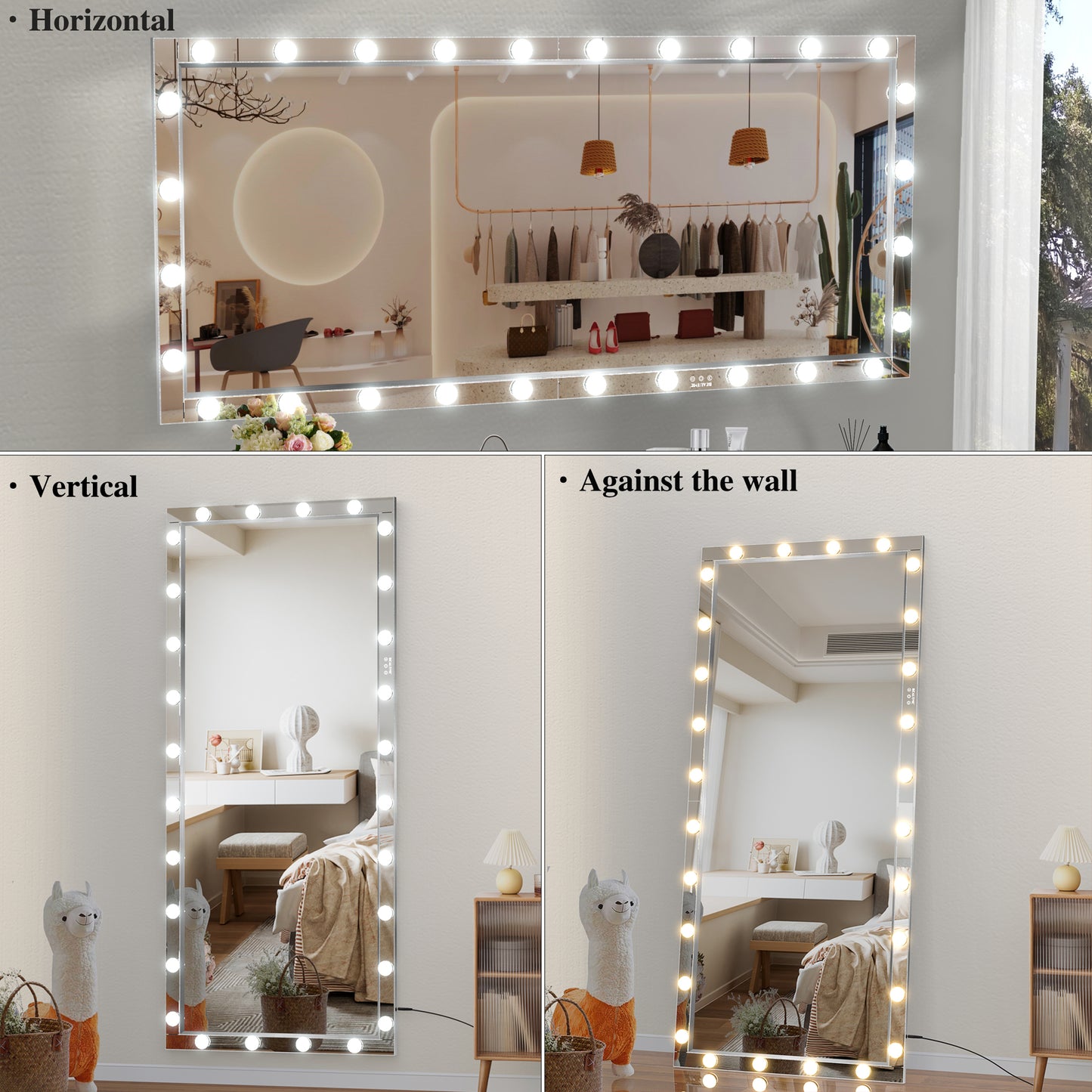 Silver Hollywood LED Full Body Mirror