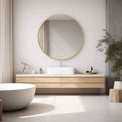 30" Gold Round Wall Mirror