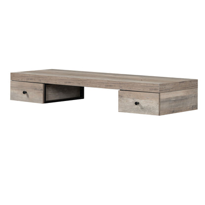 Log Gray Floating Vanity Shelf w/ Drawers