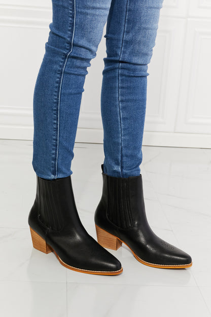 Black Stacked Heel Chelsea Boot