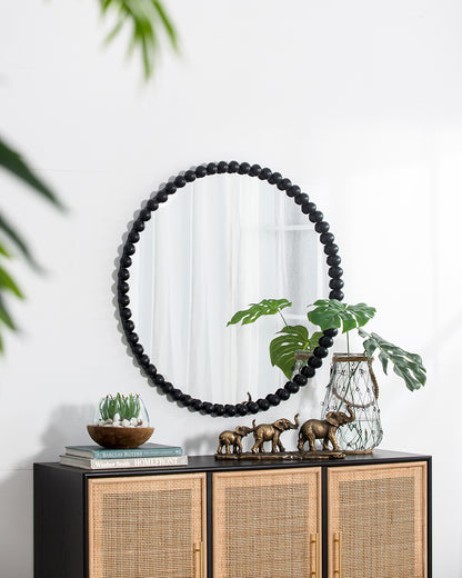 Circle Mirror w/ Metal Beaded Frame