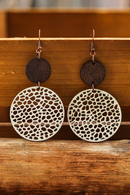 Black Hollow Out Bohemian Wooden Pendant Drop Earrings